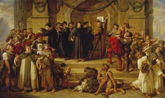 마르틴 루터는 비텐베르크 교회의 정문에 '95개 논제'를 붙이며 종교개혁의 신호탄을 쏘아 올렸다.