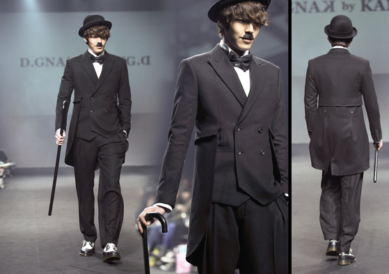 강동준 실장이 스스로 '내가 원하는 옷이 나왔다'고 평하는 2012년 FW 컬렉션. '찰리채플린'을 주제로 한 남성복을 선보였다. [사진 디그낙]