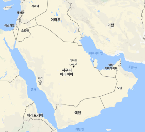 사우디아라비아와 국경을 맞대고 있는 예멘. [사진=구글 지도 캡처]