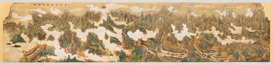 김규진의 '금강산만물초승경도'(金剛山萬物肖勝景圖). 비단에 채색. 195.5·×882.9㎝. 등록문화재 제 241호. [사진 문화재청] 