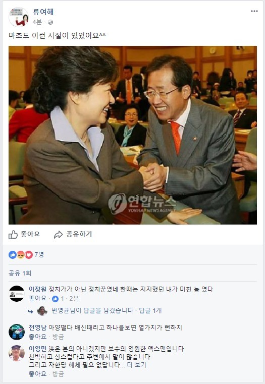 [류여해 최고위원 페이스북 캡처]