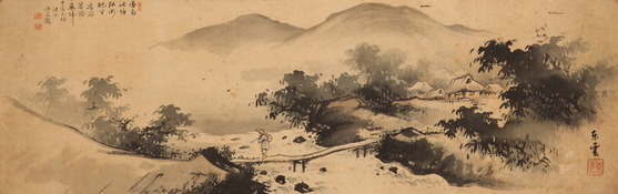 시미즈 도운(1868?~1929?) '귀어도', 33x120cm, 비단에 수묵담채, 1920년대, 개인소장. 