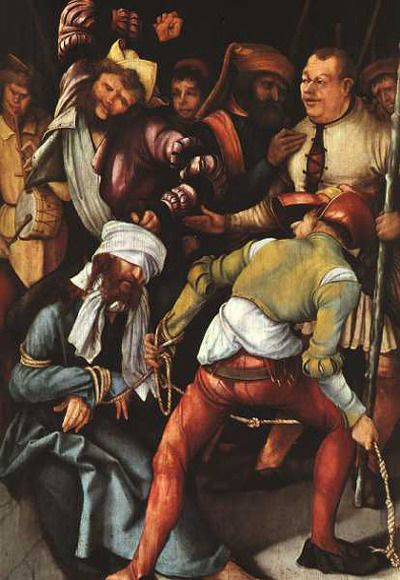 독일 르네상스 시기의 화가 마티스 그뤼네발트 작 ‘채찍질 당하는 예수’.