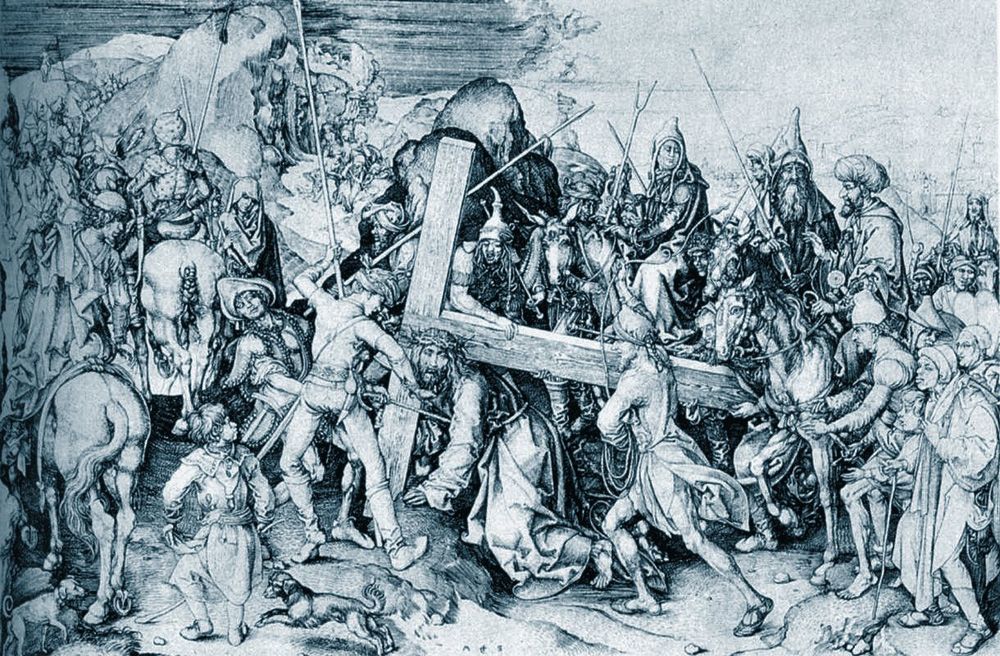 15세기 화가 마르틴 숀가우어 작 ‘십자가를 지고 가는 예수’.
