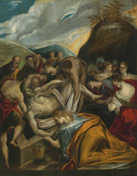 엘 그레코가 그린 또다른 작품 ‘무덤에 묻히는 예수’. 당시 유대인들이 사용했던 돌로 된 석관이 보인다.