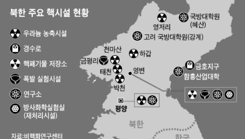 북한의 주요 핵시설 [사진 중앙포토]