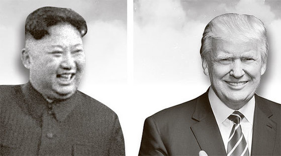 김정은(左), 트럼프(右)