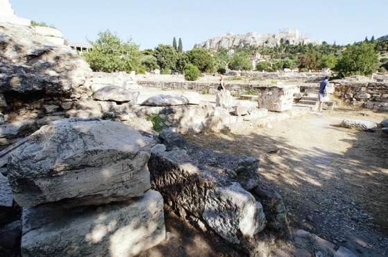 그리스에 있는 아고라 유적지. 