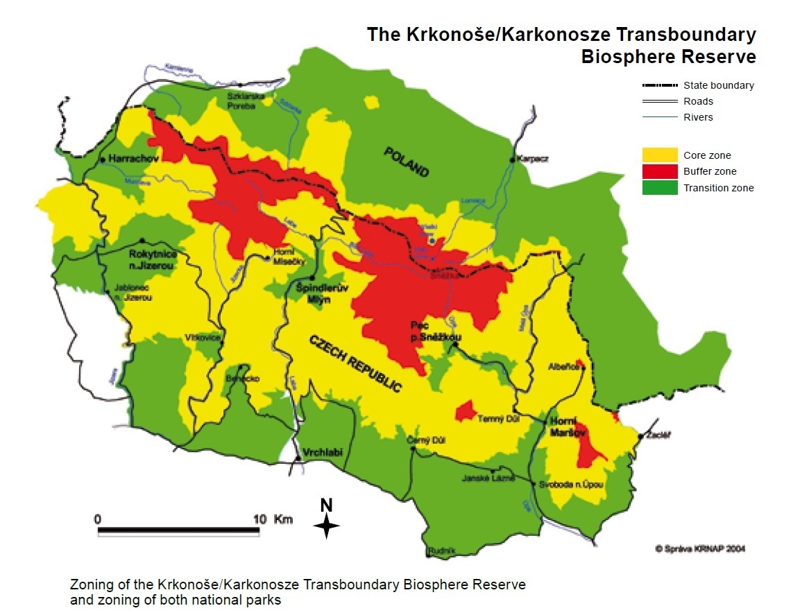 체코-폴란드 접경지역 생물권 보전지역 지도 [자료 체코 크라코노세 국립공원]
