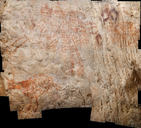 4만년 전에 완성된 것으로 조사된 인도네시아 보르네오섬의 동굴 벽화. [사진 Luc-Henri Fage]