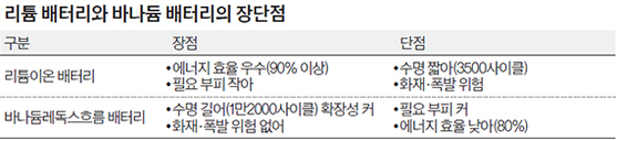 리튬 배터리와 바나듐 배터리의 장단점