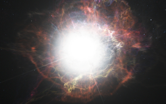 Supernova explosive graphics provided by the Southern European Observatory in 2014. The Big Star, whose mass is more than 15 times, has a relatively large effect on the whole component due to supernova explosions. For this reason, it may be an idea to study the evolution of galaxy. [사진 유럽남방천문대]