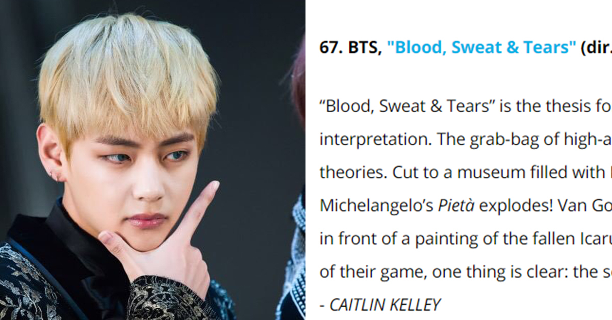 Bts S Blood Sweat Tears Is Chosen As One Of The Best Mvs Of 21 Century