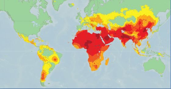 2018년 세계 초미세먼지 오염지도. [WHO 제공]