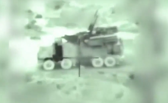 이스라엘이 공개한 시리아군 판치르-S1 공격 장면 [유튜브 캡처=이스라엘 군]