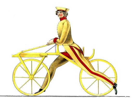 현대적 자전거의 효시인 ‘드라이지네’ 개념도. [중앙포토]