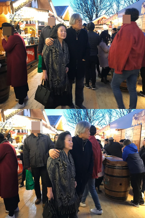 2018년 12월 프랑스 파리에서 데이트를 한 윤정희와 백건우. 사진=박세완 기자