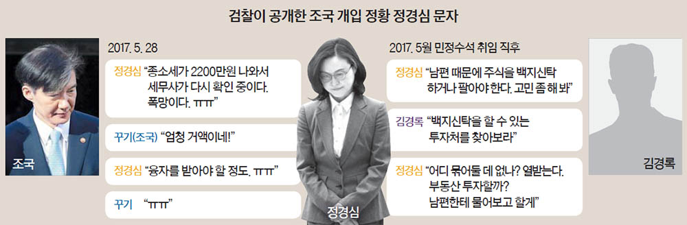 검찰이 공개한 조국 개입 정황 정경심 문자