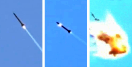 미국 록히드마틴에서 시험한 레이저 대공무기. 1.5㎞ 거리에서 날아가는 로켓을 레이저를 쏴 요격하고 있다. [영상캡처=록히드마틴]