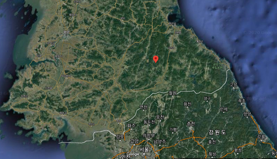 Map showing the location of the earthquake at 7:45 pm on the 11th. Google Satellite Map Capture