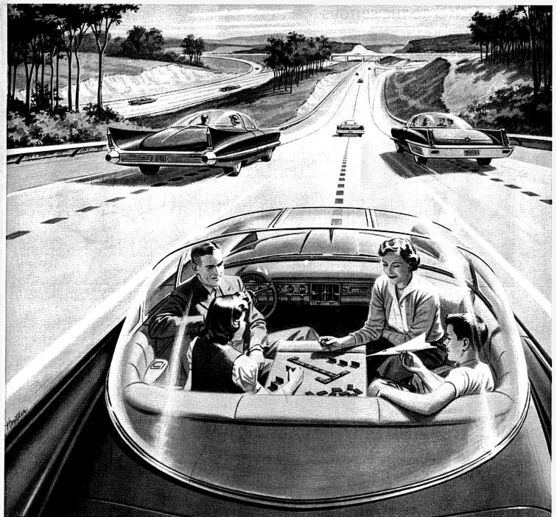 1956년 미국 전력회사의 전기 자율주행차 광고.
