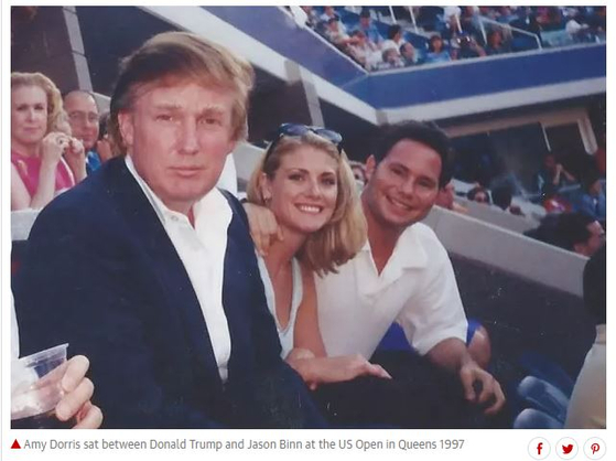 A photo taken with Trump and his boyfriend Bean during the 1997 US Open tennis game thrown by Amy Doris. [가디언 홈페이지 캡처]