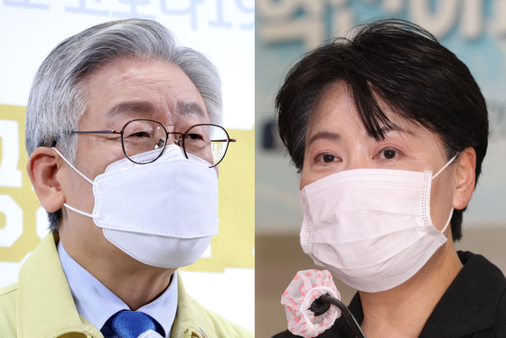 Gyeonggi Governor Lee Jae-myeong (left), National Power Congressman Yoon Hee-sook.  Yunhap news