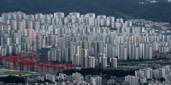 지난 8월10일 서울 송파구 롯데월드타워 서울스카이에서 바라본 위례신도시 아파트단지. 뉴스1