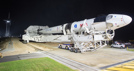 The Falcon 9 rocket in motion.  UPI-Yonhap News