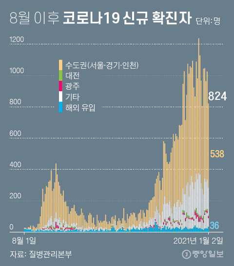 Crown 19 confirmed patients accumulated since August.  Graphic = Younghee Kim 02@joongang.co.kr