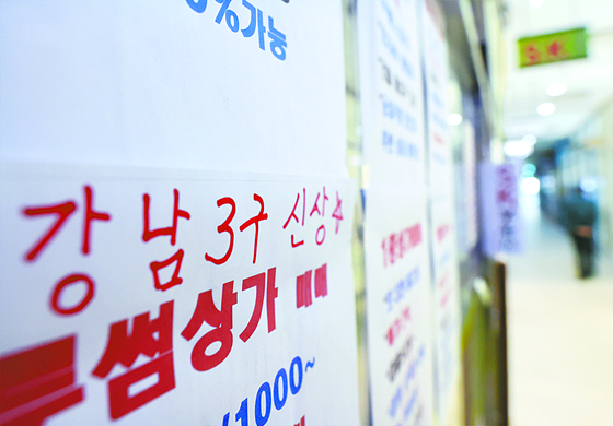 연초부터 아파트 신고가 거래가 줄을 잇고 있는 서울 강남권의 한 부동산중개업소. [연합뉴스]