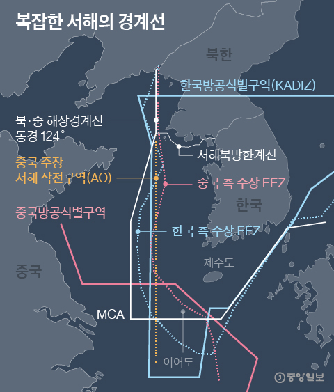 복잡한 서해의 경계선. 그래픽=박경민 기자 minn@joongang.co.kr