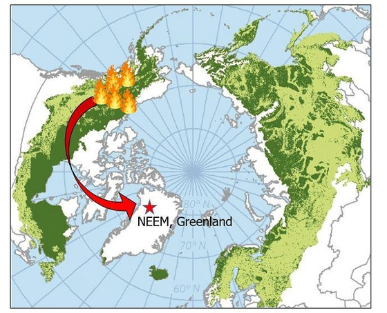 북미에서 발생한 대형 산불이 그린란드에 미치는 영향 모식도. [극지연구소 제공=연합뉴스]
