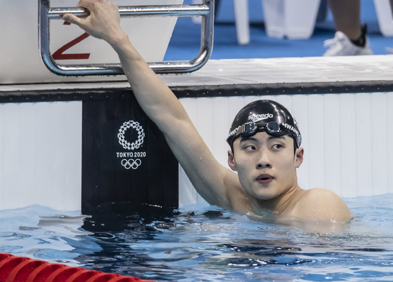 28일 일본 도쿄 수영 센터에서 열린 남자 자유형 100m 준결승에 황선우 선수가 출전했다.  도쿄=올림픽사진공동취재단