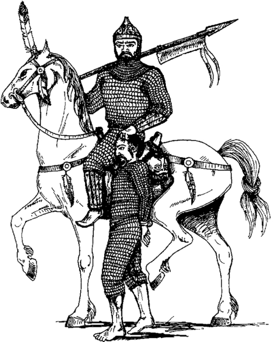 6세기 유럽에 제국을 건설한 아발족(Avars) 기병대 모습. 말머리의 새털 장식은 고조선식이다. [사진 노르만 핀켈쉬타인]